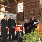 Ehrung mit der Medaille für int. Zusammenarbeit des DFV für Matias Kalio, Marko Salovaara und Martti Salonen
